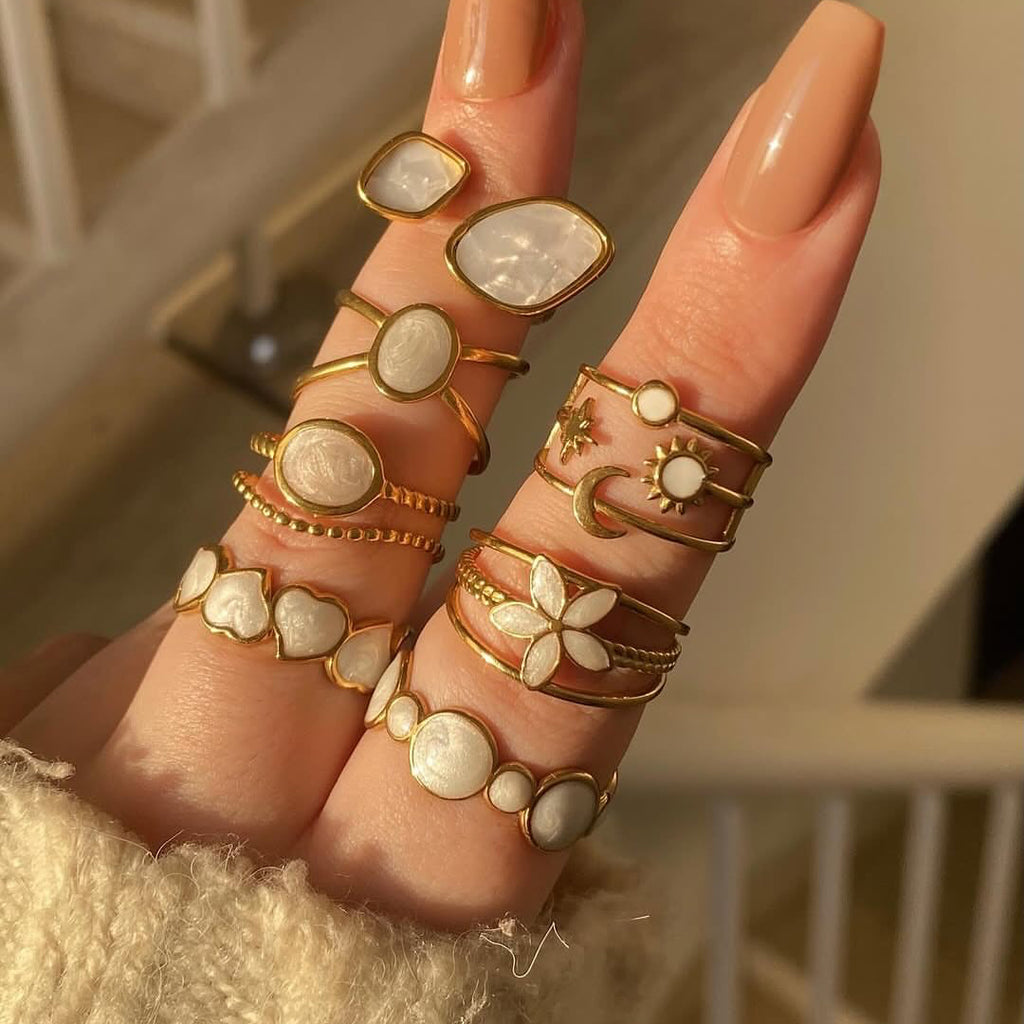 White Enamel Cloud Open Ring