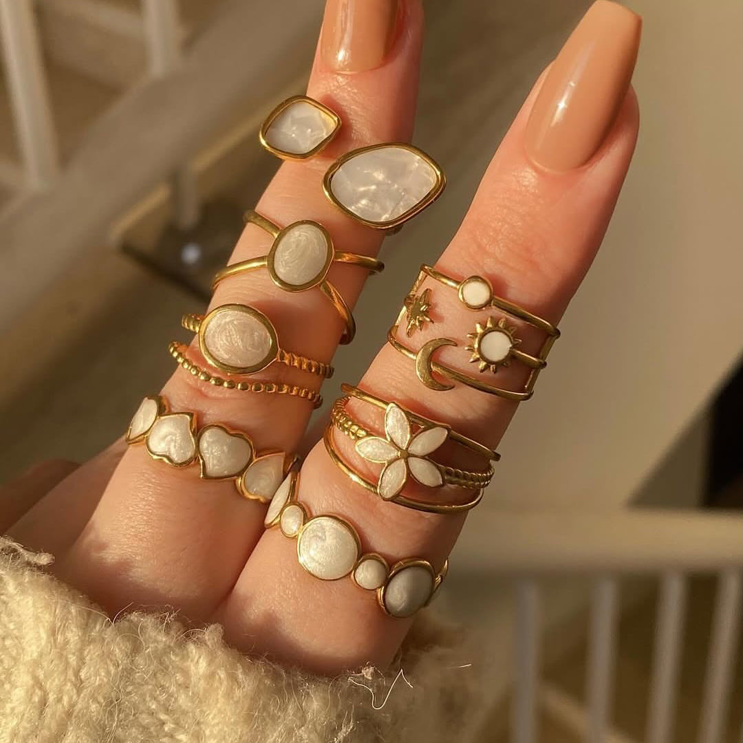 White Enamel Cloud Open Ring