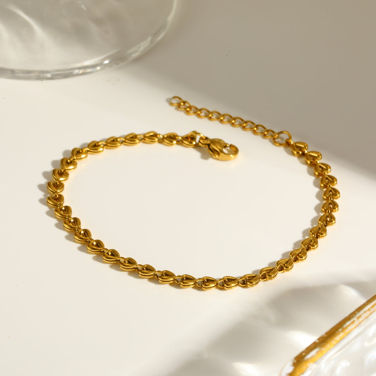 Gold Heart Link Bracelet