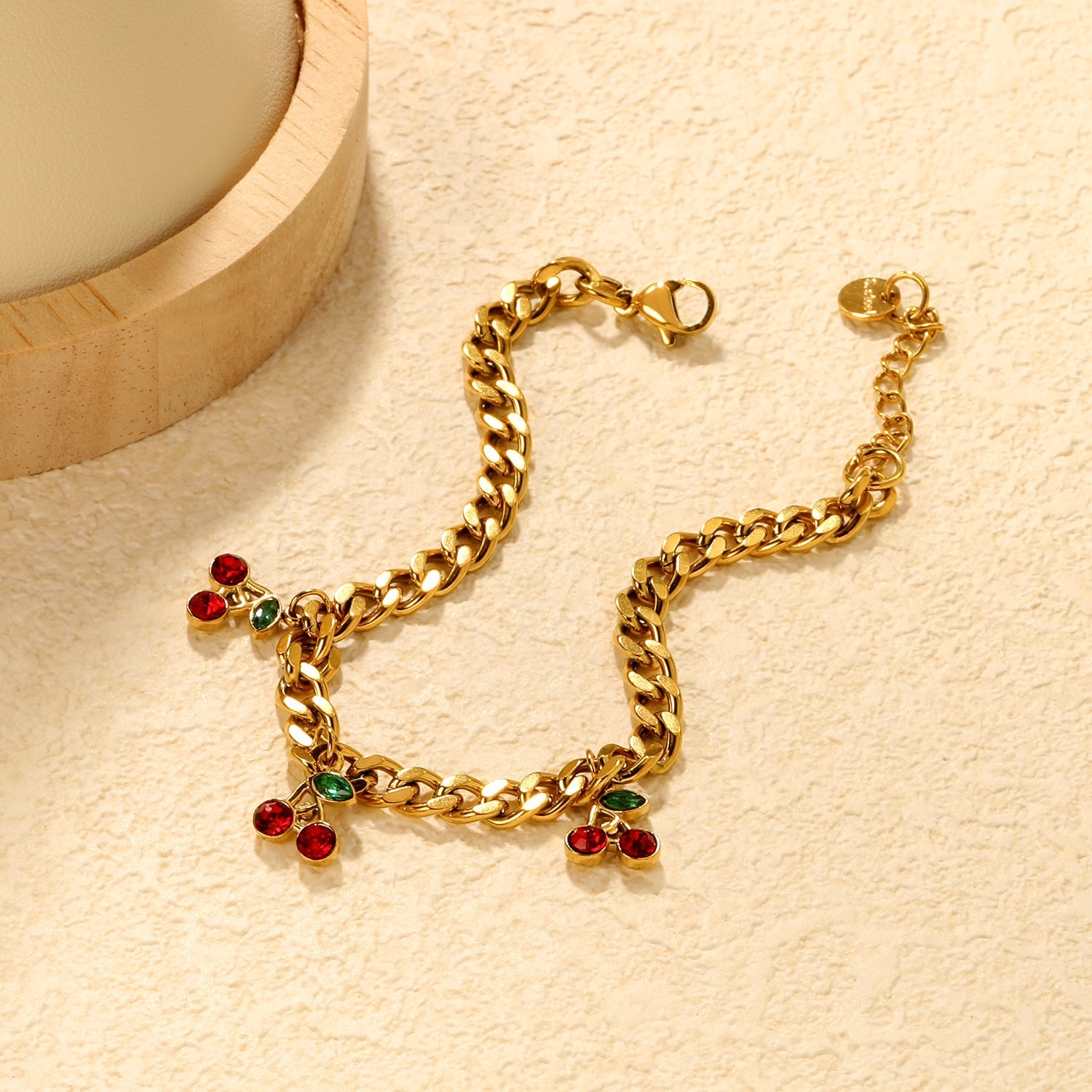 Crystal Cherry Charm Bracelet