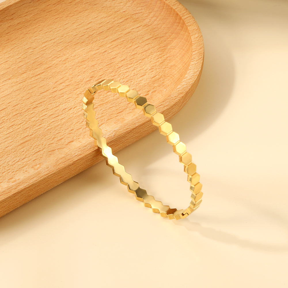 Gold Honeycomb Hexagon Bangle