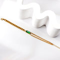Emerald Baguette Double Chain Bracelet