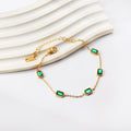 Emerald Baguette Station Chain Bracelet