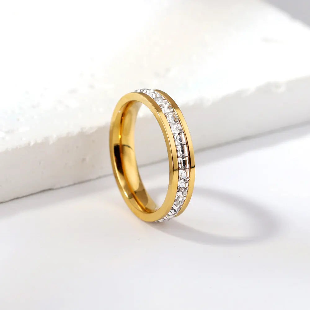 Gold Crystal Eternity Band