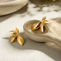 Gold Leaf Stud Earrings