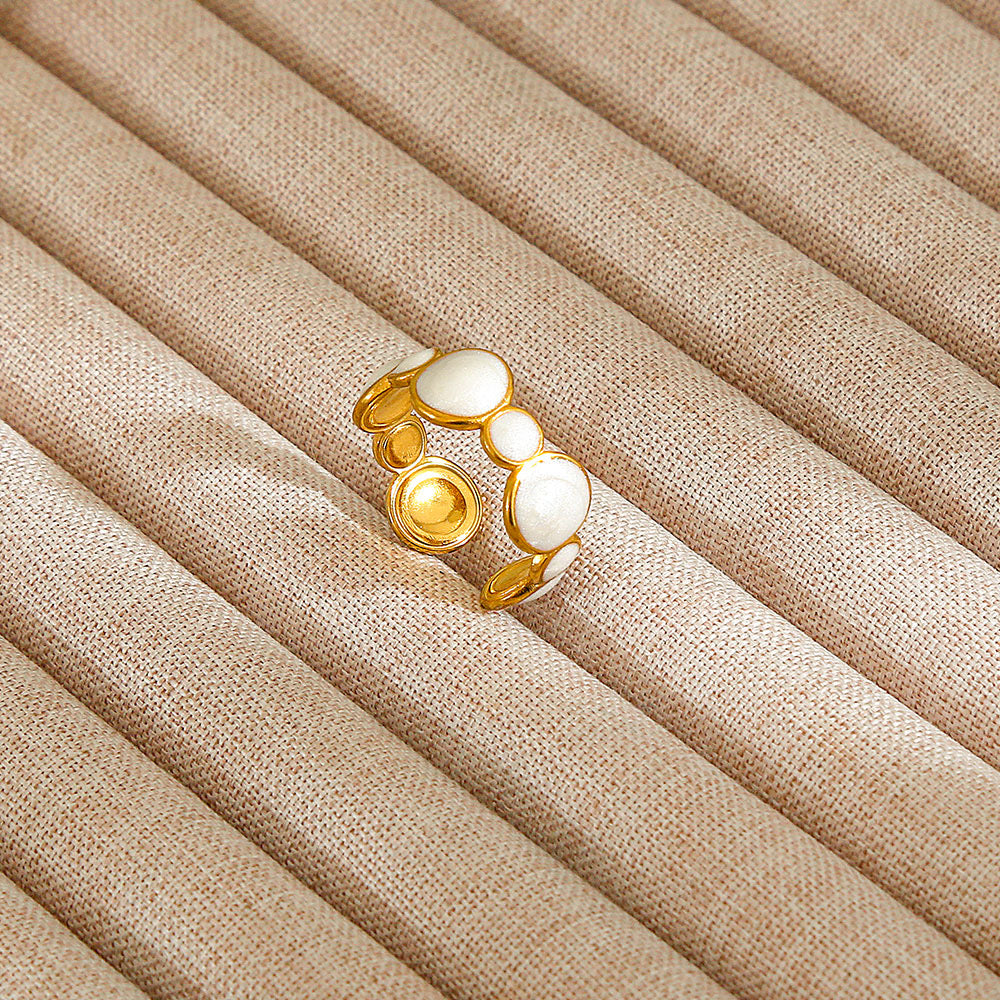 White Enamel Bubble Ring