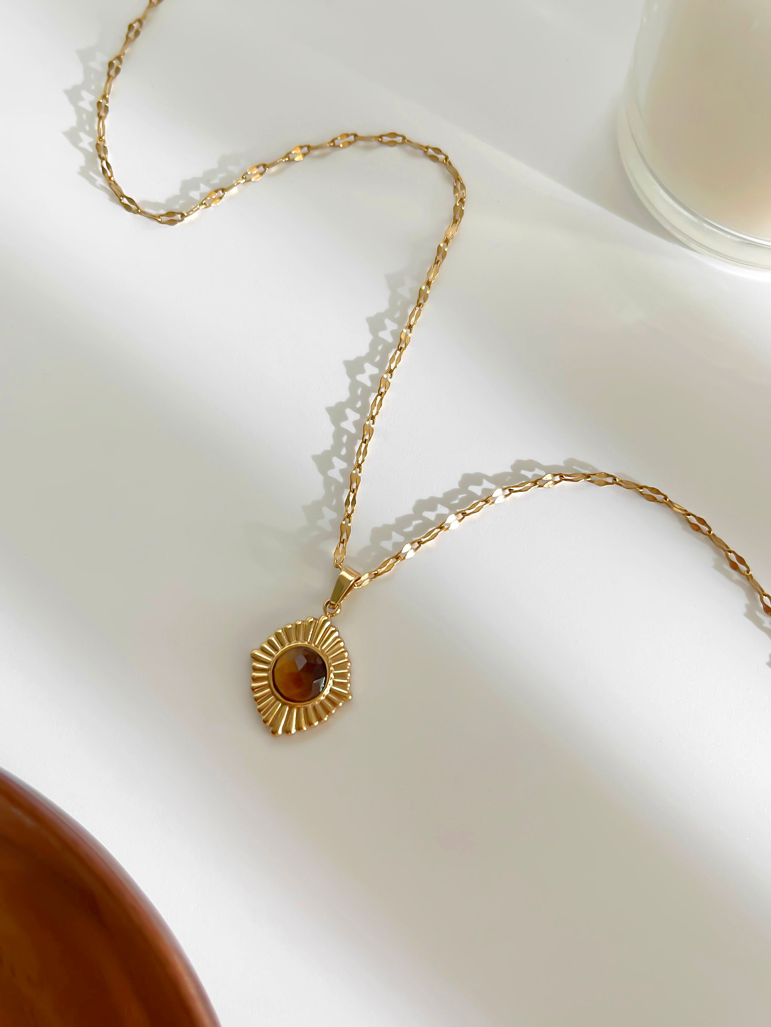 Tiger's Eye Sunburst Pendant Necklace