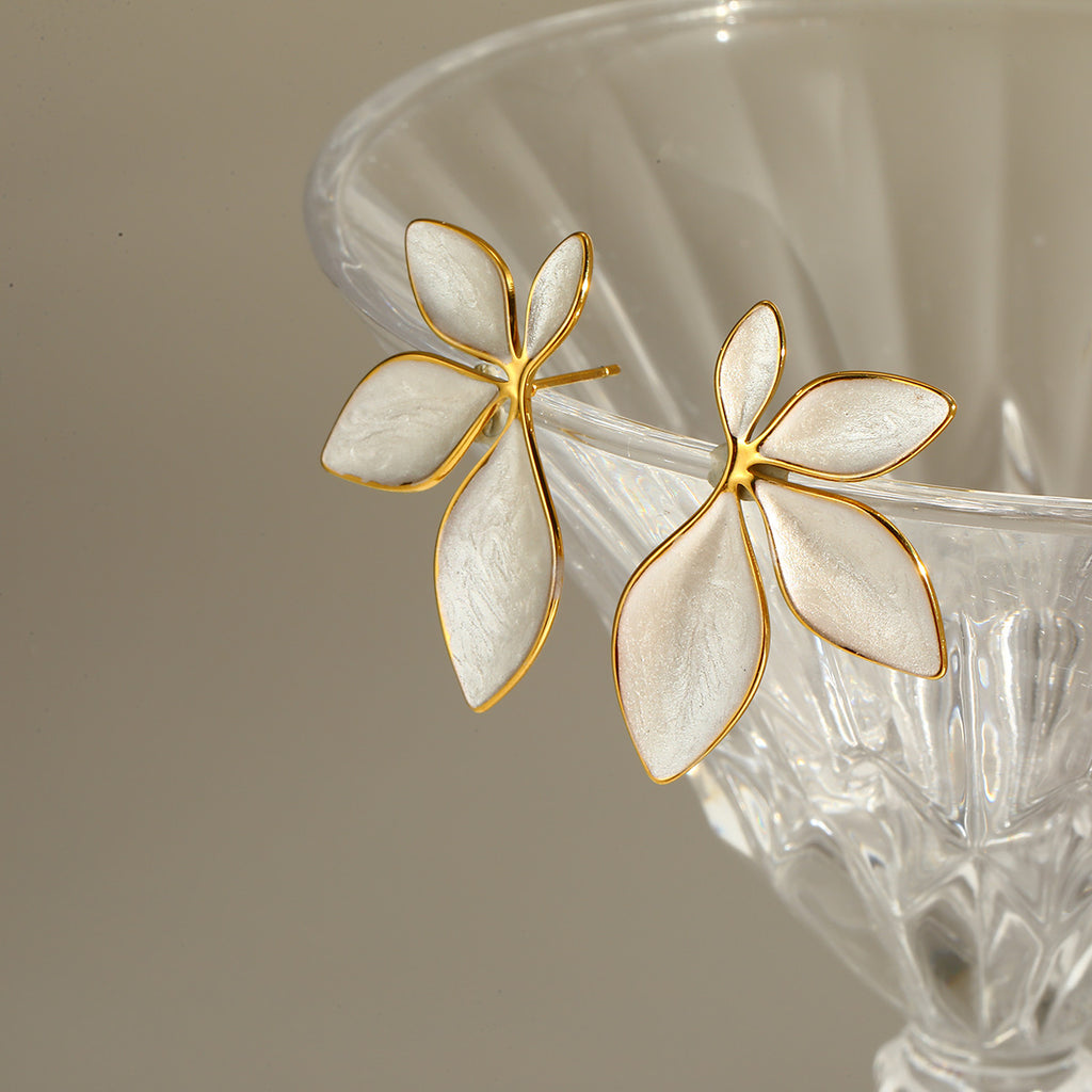 White Leaf Earrings