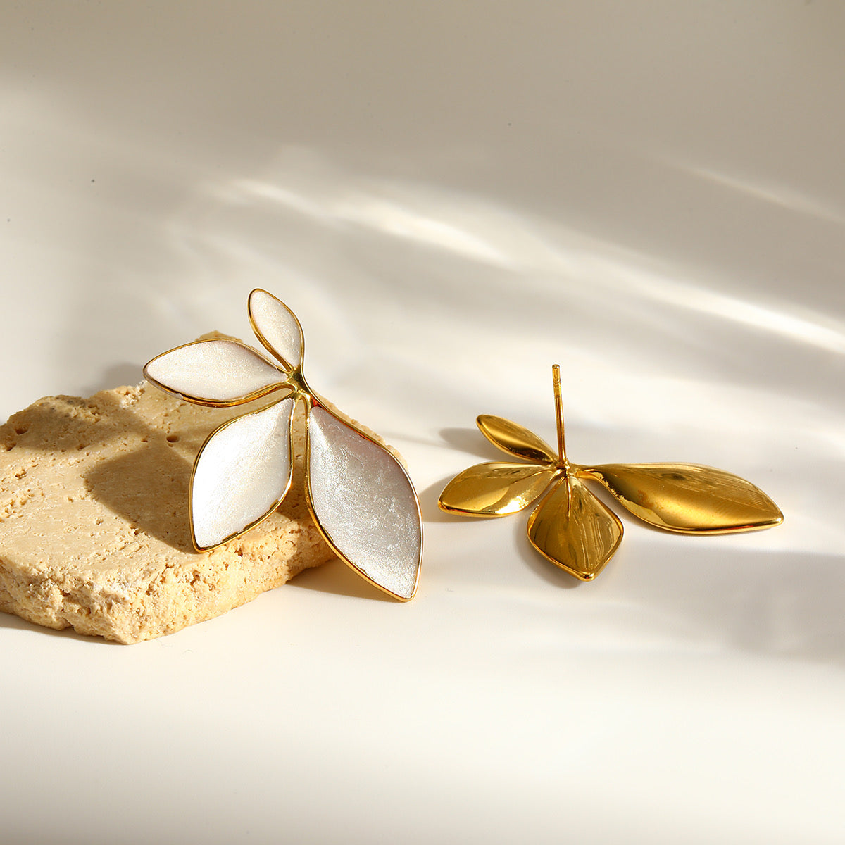 White Leaf Earrings