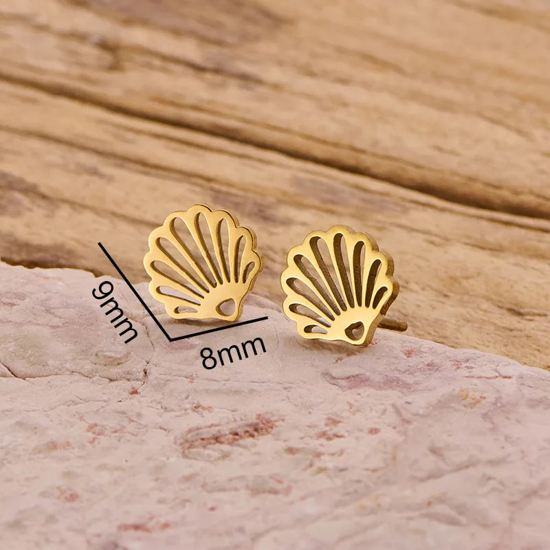 Gold Seashell Stud Earrings