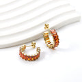Gold Amber Baguette Crystal Hoop Earrings