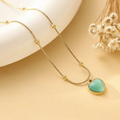 Turquoise Heart Necklace with Gold Beads